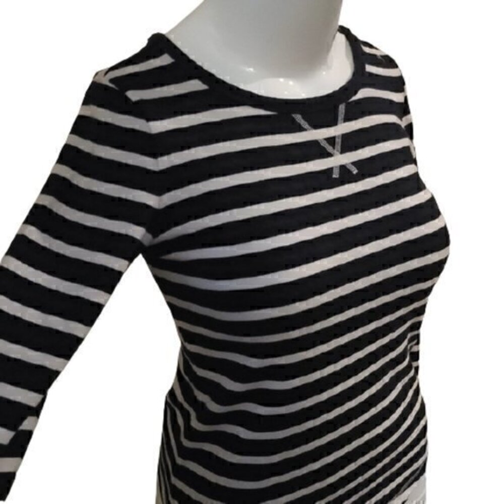 [Gap] Black & White striped top with elbow patches